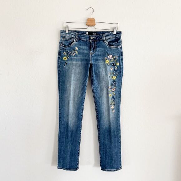 KUT from The Kloth Catherine Boyfriend Jean Floral Embroidered Detail Size 6 - Picture 2 of 11